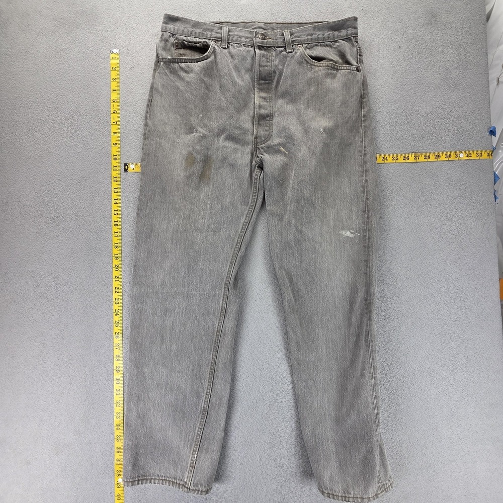 Vintage Levis 501 Jeans Mens Gray Straight Button Fly Made In USA Fits 34x30